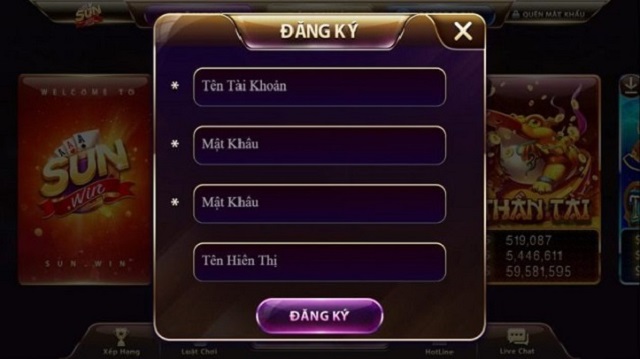 Điền thông tin đăng ký vào biểu mẫu mà hệ thống hiển thị